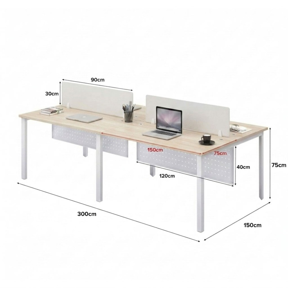 FORSBERG 4 Seater Work Station with Modesty Panel - JIJI.SG