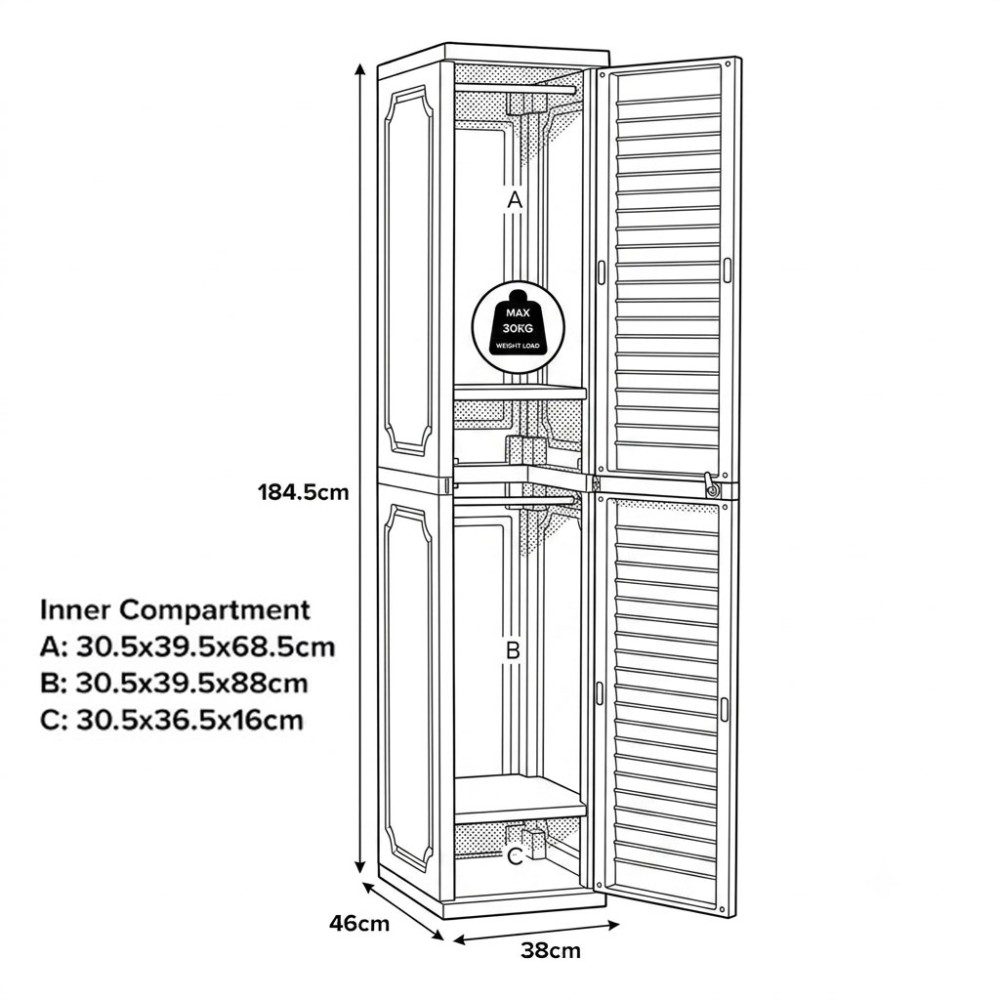 OPTIMUS PVC Slim Wardrobe Cabinet Locker - JIJI.SG