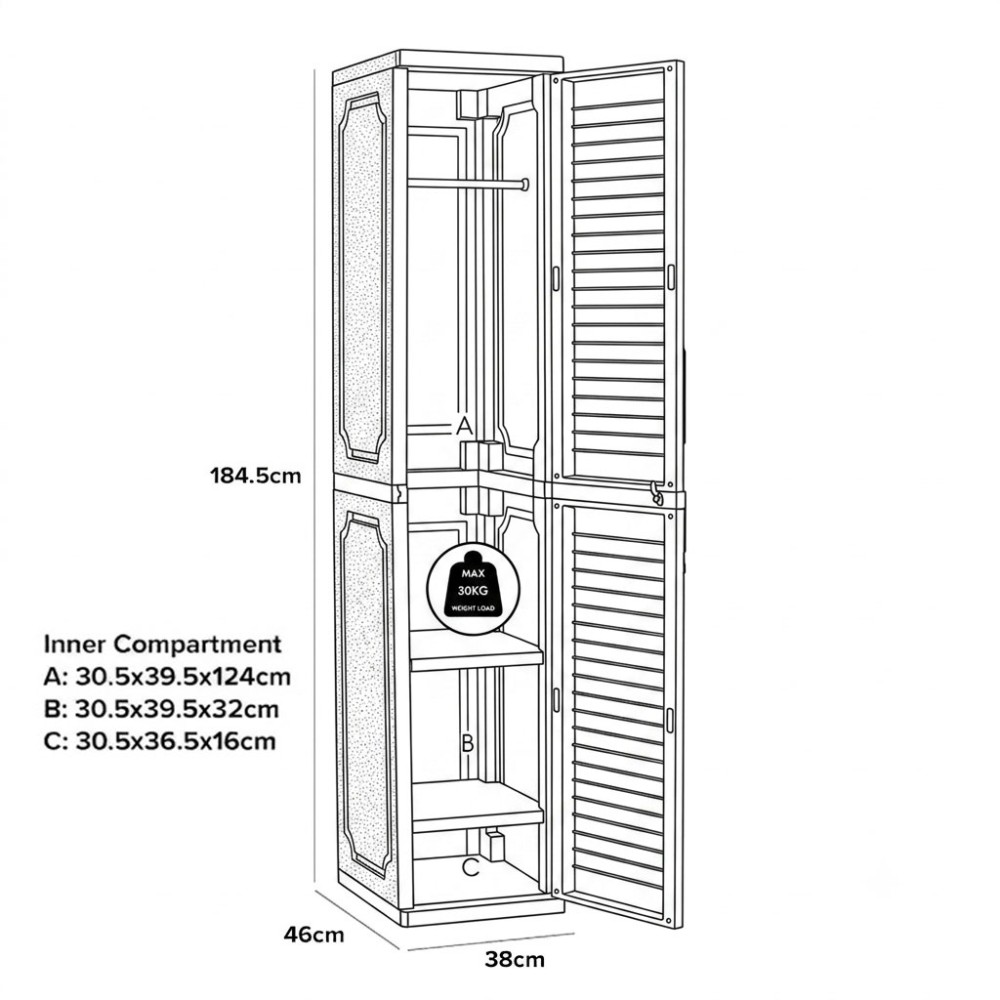 OPTIMUS PVC Slim Wardrobe Cabinet Locker - JIJI.SG