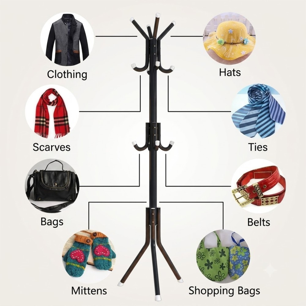 LYSA 12 Hooks Hat and Clothes Hanging Rack - JIJI.SG