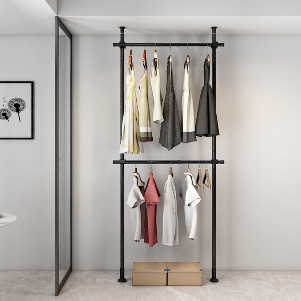 FLURIN Floor To Ceiling Adjustable Clothes Hanging Rack - JIJI.SG