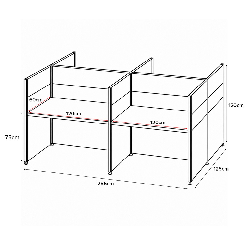 ROVEN 4 Seaters Fabric Partition Work Station - JIJI.SG