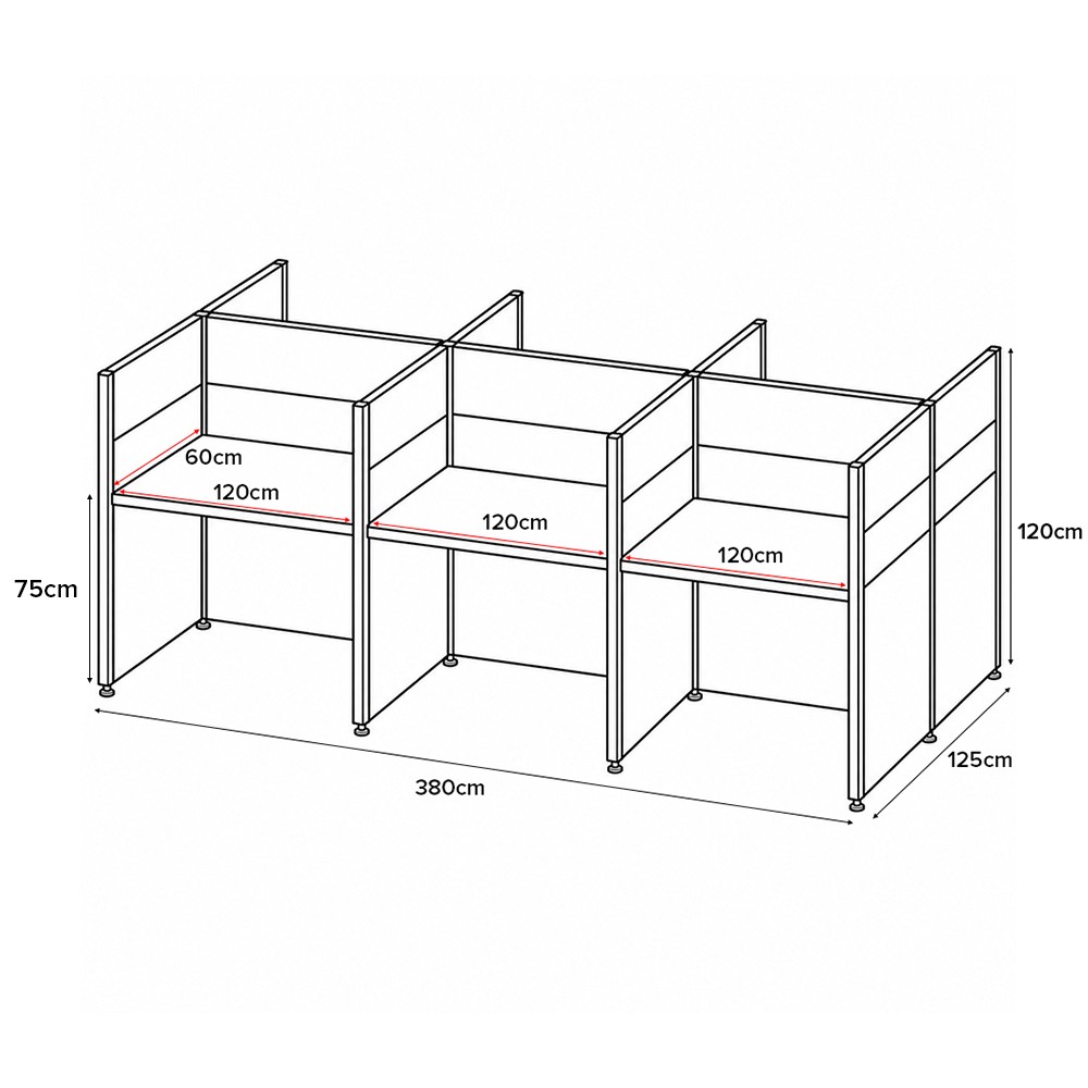 ROVEN 6 Seaters Fabric Partition Work Station - JIJI.SG