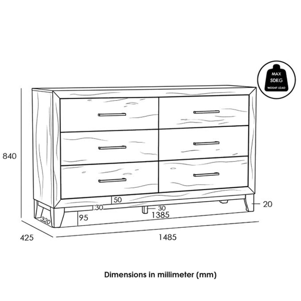 BRAVON Chest of 6 Drawers - JIJI.SG
