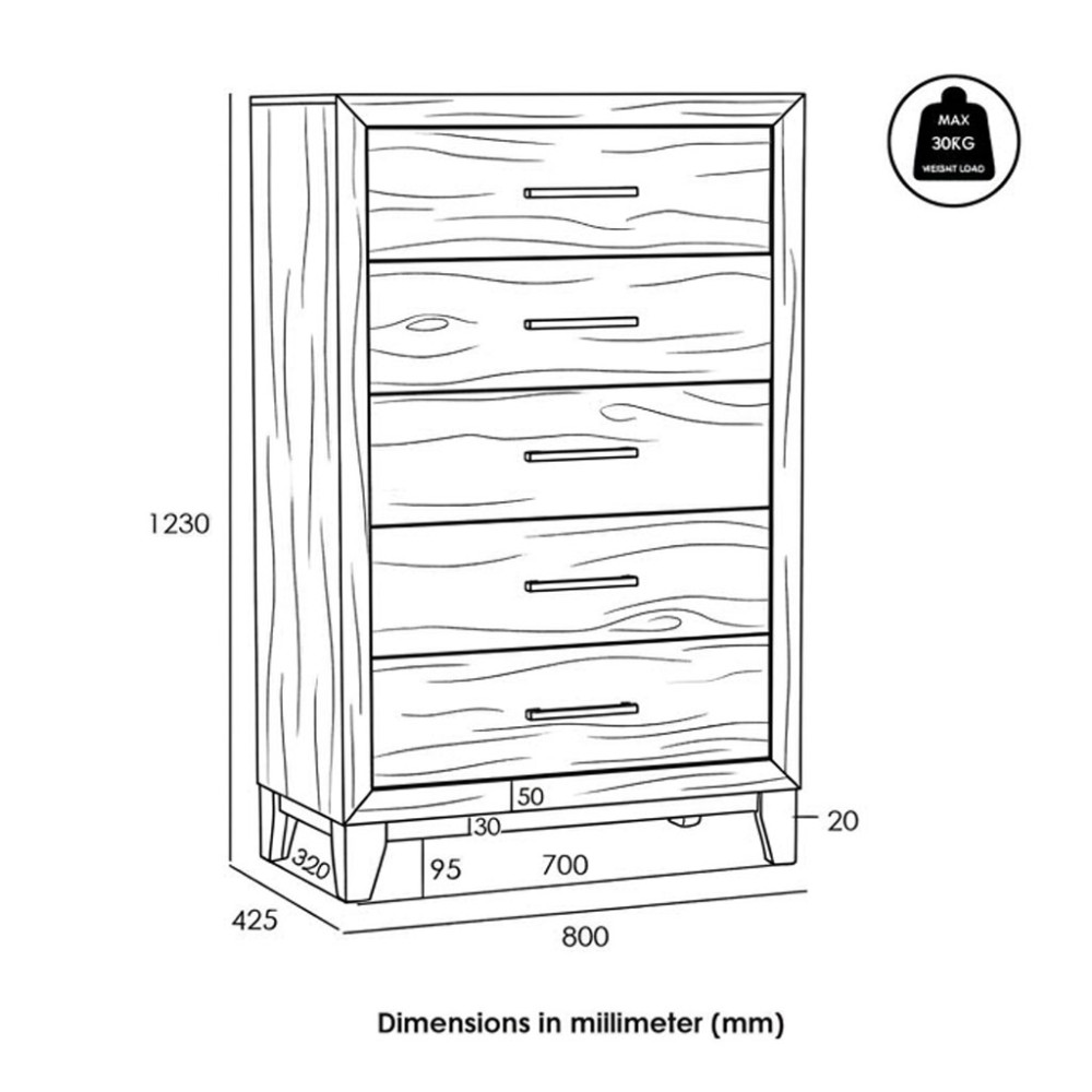 BRAVON Chest of 5 Drawers - JIJI.SG