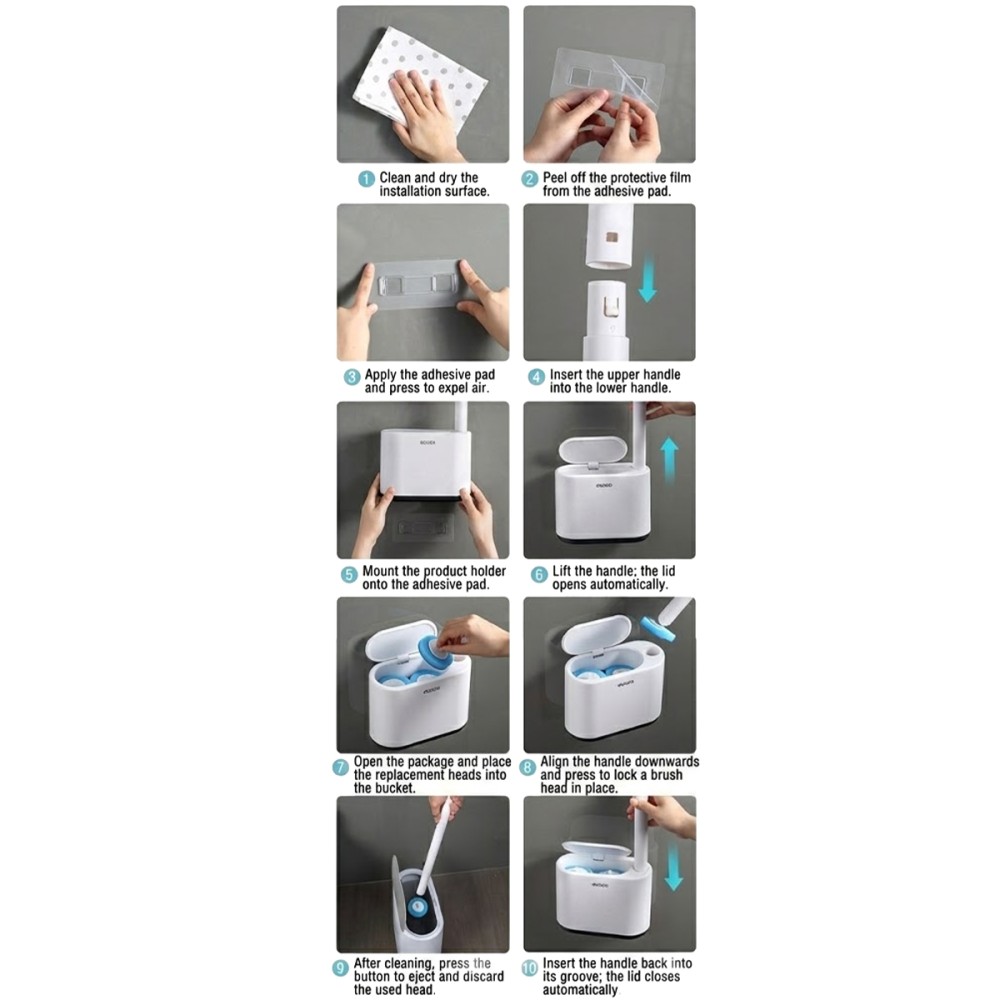 REVNA Disposable Wall-mounted Toilet Brush Set - JIJI.SG