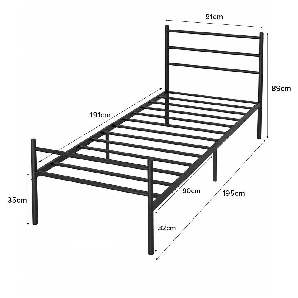 ZERMAT Platform Metal Bedframe with Headboard - JIJI.SG