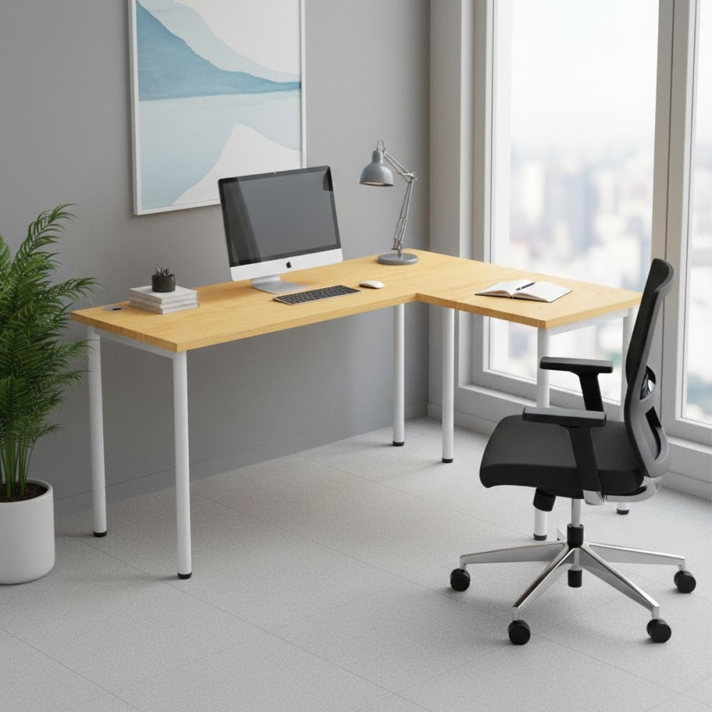 (AS-IS) RAHEL L-Shaped Corner Desk - JIJI.SG