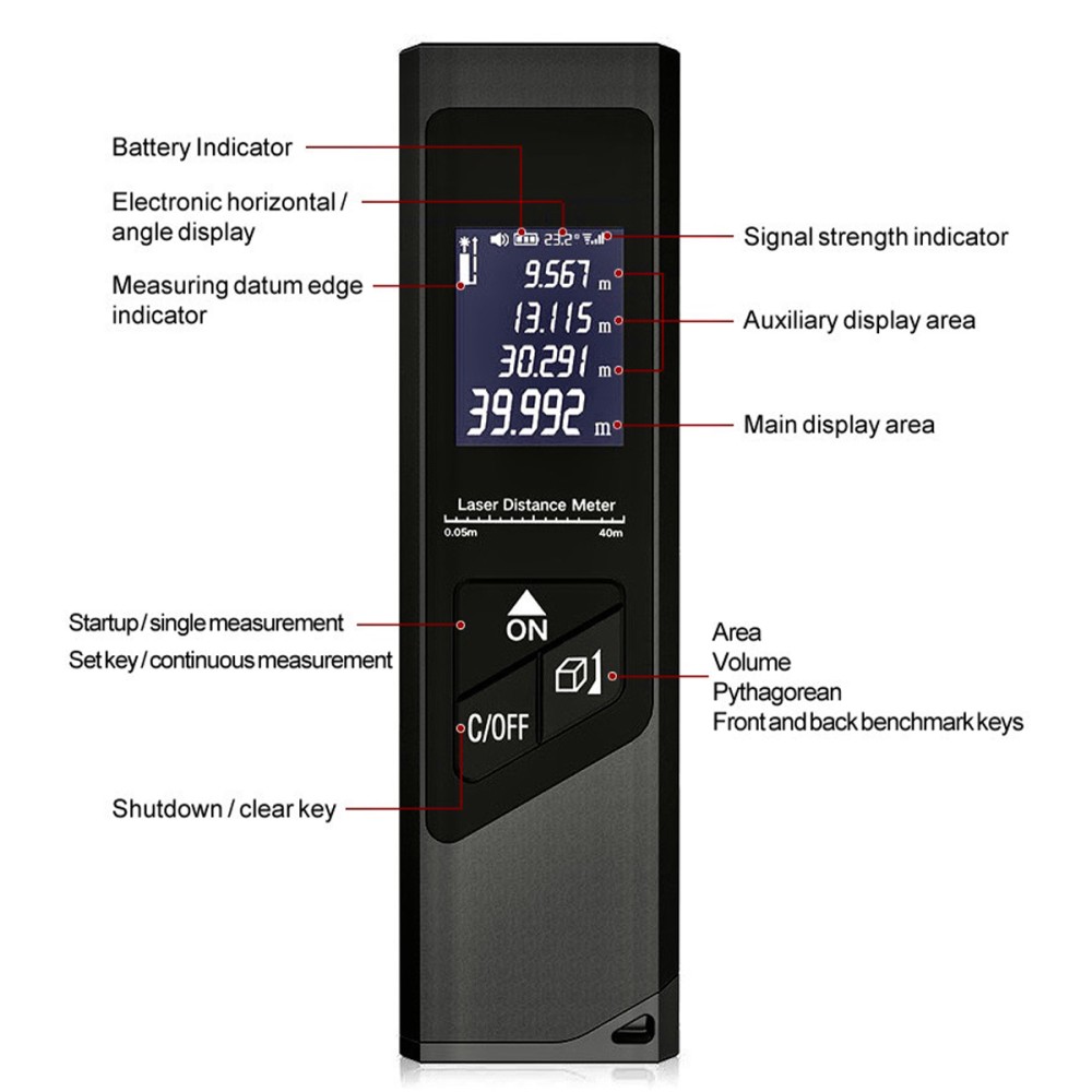 ORCUS Laser Distance Meter Digital 40M Rangefinder Measure Tape - J...